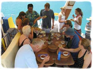 Enjoy great food on your sailing holiday in Bermuda with na Luna Adventures